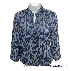 NWT Coldwater Creek Ikat Embroidered blue jacket